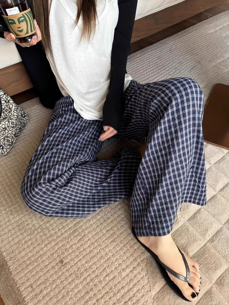 HOUZHOU Blue Plaid Vintage Women's Pants Harajuku Oversize Wide Leg Korean Fashion Straight Trousers Jogging Casual Office Lady
HOUZHOU Blue Plaid Vintage Women's Pants Harajuku Oversize Wide Leg Korean Fashion Straight Trousers Jogging Casual Office Lady