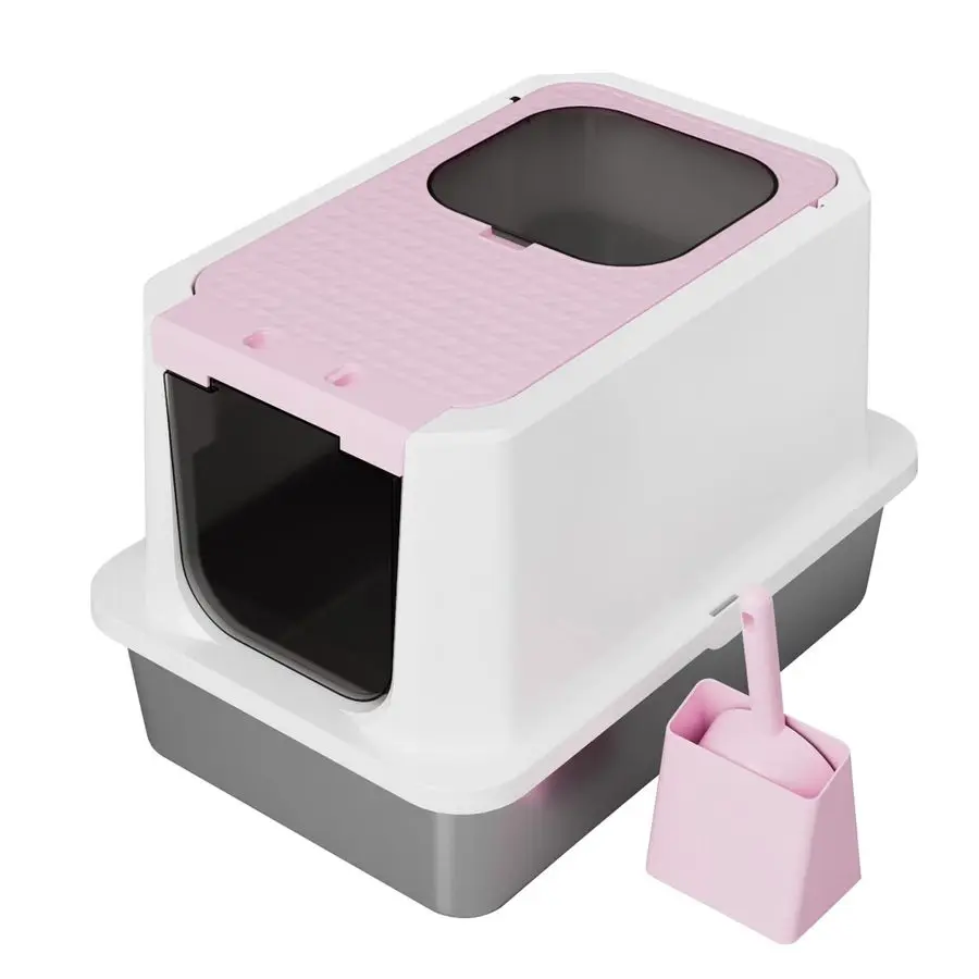 Enclosed Cat Litter Box Extra Large Pink Litter Pan with Top Exit amp AntiLeak Design Teflon NonStick Coating Stainless Steel Cl
Enclosed Cat Litter Box Extra Large Pink Litter Pan with Top Exit amp AntiLeak Design Teflon NonStick Coating Stainless Steel Cl