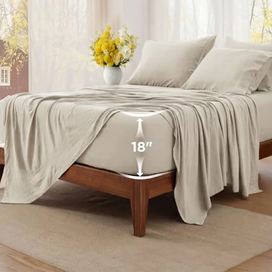Deep Pocket Sheet Set - 6 Pcs Prewashed Ultra-Soft Size Sheets Set Fits Mattresses Up to 18 Inch Thick Breathable and Secure Fi
Deep Pocket Sheet Set - 6 Pcs Prewashed Ultra-Soft Size Sheets Set Fits Mattresses Up to 18 Inch Thick Breathable and Secure Fi