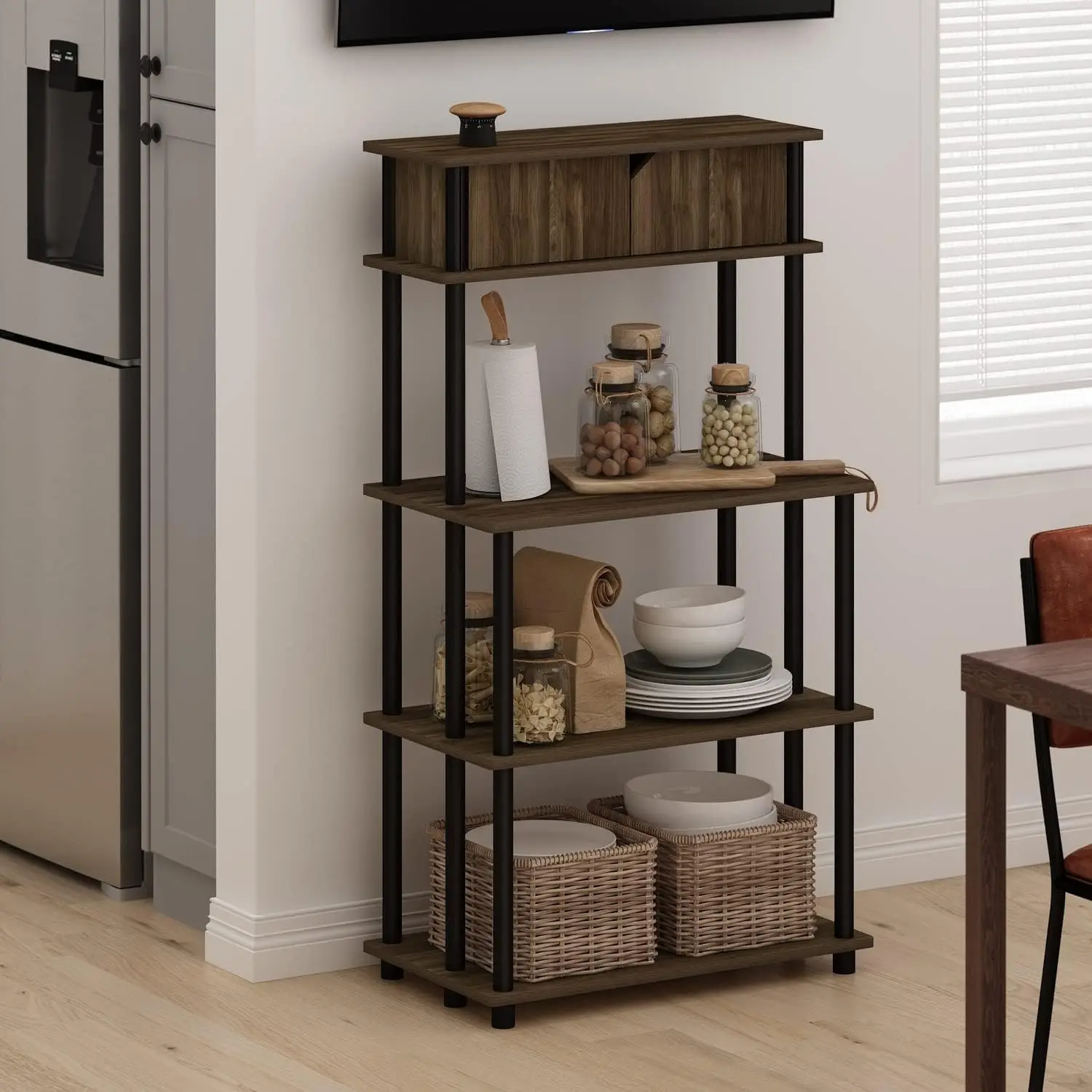 Turn-N-Tube Kitchen Storage Shelf With Top Cabinet For Kitchen, Dining Room And Home Office, Columbia Walnut/Black
Turn-N-Tube Kitchen Storage Shelf With Top Cabinet For Kitchen, Dining Room And Home Office, Columbia Walnut/Black
