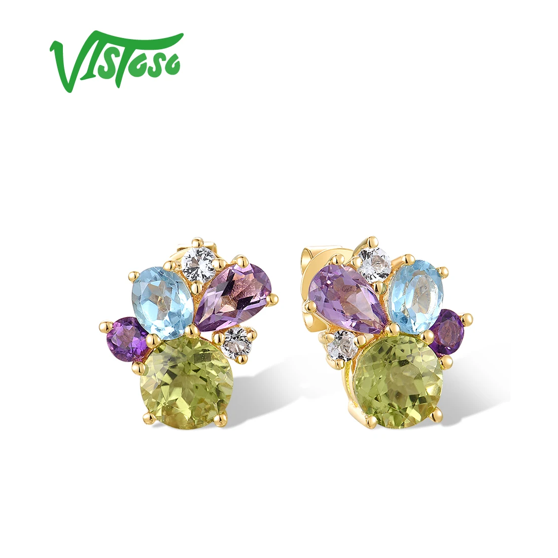 VISTOSO Authentic 14K 585 Yellow Gold Stud Earrings For Women Sparkling Multi Color Gems Wedding Party Lovely Gifts Fine Jewelry
VISTOSO Authentic 14K 585 Yellow Gold Stud Earrings For Women Sparkling Multi Color Gems Wedding Party Lovely Gifts Fine Jewelry