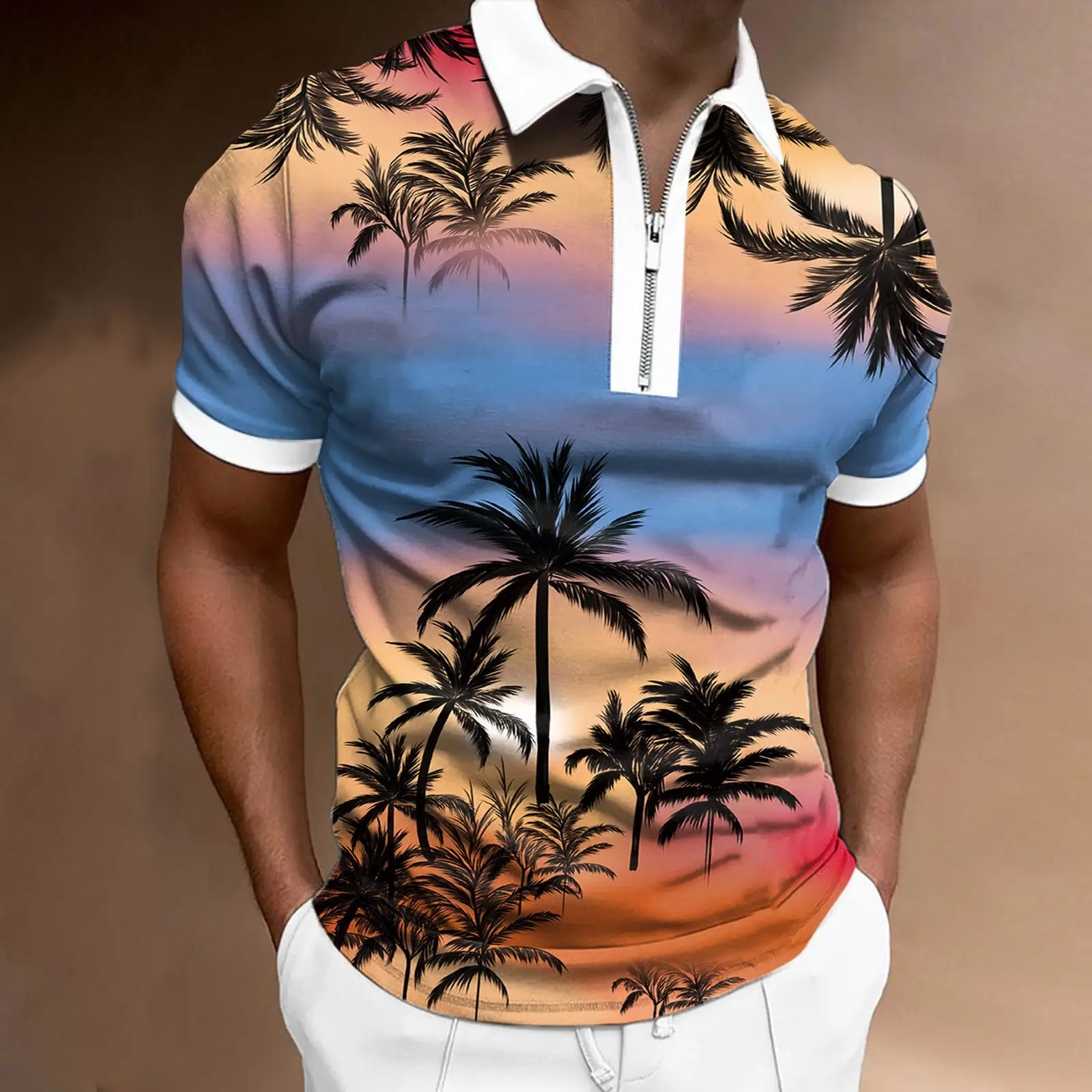 New Men's Loose Fit Zipper Polo Shirt 3D Digital Print Short Sleeve T-Shirt Star Element Creative Casual Top
New Men's Loose Fit Zipper Polo Shirt 3D Digital Print Short Sleeve T-Shirt Star Element Creative Casual Top
