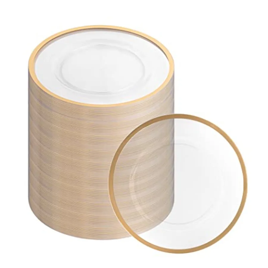 13-Inch Charger Plates - 96 Pack, Clear Gold Rim, Heavy-Duty Disposable Chargers for Elegant Dining - Ideal for Weddings and Fo
13-Inch Charger Plates - 96 Pack, Clear Gold Rim, Heavy-Duty Disposable Chargers for Elegant Dining - Ideal for Weddings and Fo