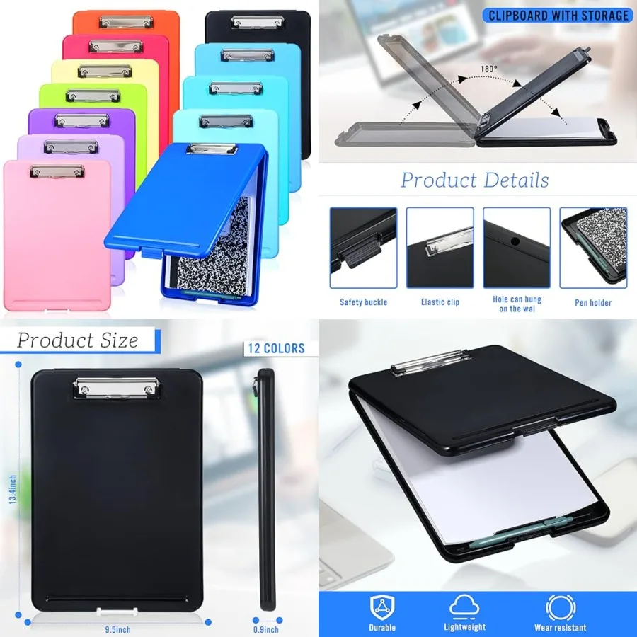 12 Pcs Plastic Clipboard with Storage Heavy Duty Portable Writing Boards for 150 Sheet A4 Paper with Pen Holder Large Capacity
12 Pcs Plastic Clipboard with Storage Heavy Duty Portable Writing Boards for 150 Sheet A4 Paper with Pen Holder Large Capacity