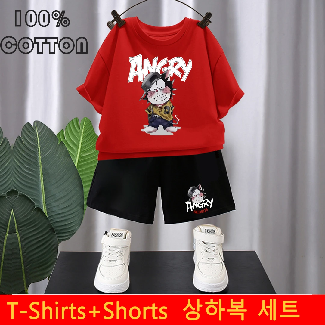 New Summer Boys Cotton Suit Korean High Street Fashion Kids Printed T-shirts Shorts 2 Piece Set High Quality Children's Set 2024
New Summer Boys Cotton Suit Korean High Street Fashion Kids Printed T-shirts Shorts 2 Piece Set High Quality Children's Set 2024