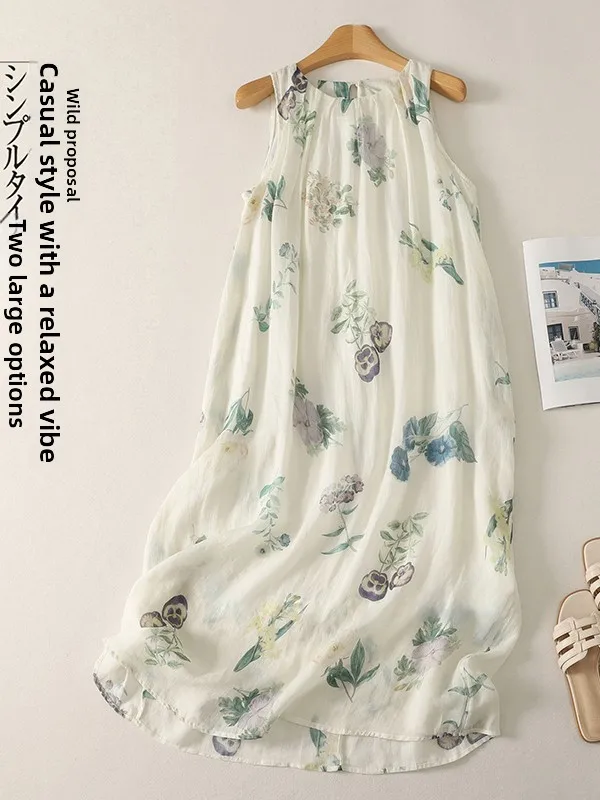 Loose Fit Floral Print Maxi Dress round Neck Sleeveless Korean Japanese Style Women's Clothing Casual High Waist Long Skirt
Loose Fit Floral Print Maxi Dress round Neck Sleeveless Korean Japanese Style Women's Clothing Casual High Waist Long Skirt
