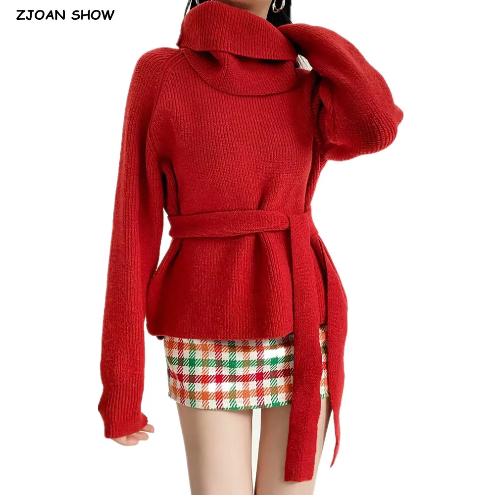 4 colors Autumn Winter Removable High Collar Knitted Pullover Turlterneck Sweater Women Tie Bow Sashes Long Raglan Sleeve Jumper
4 colors Autumn Winter Removable High Collar Knitted Pullover Turlterneck Sweater Women Tie Bow Sashes Long Raglan Sleeve Jumper