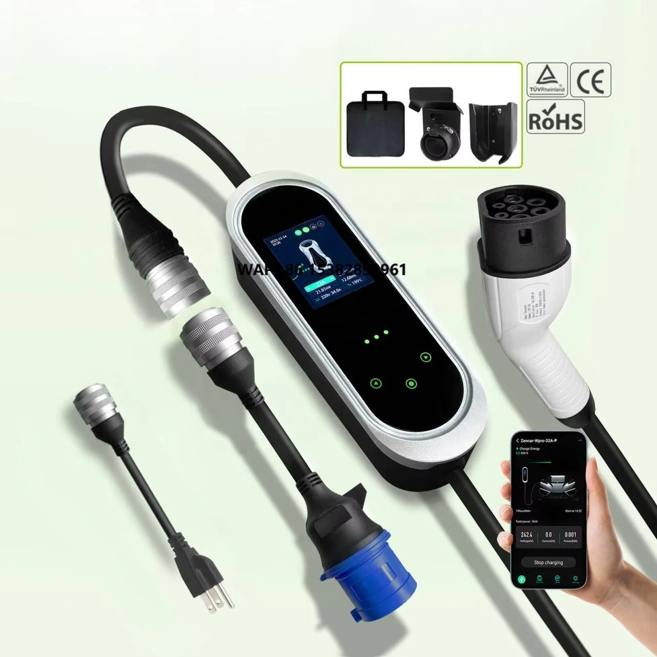 Zencar ODM Model Epro 32A AC EV Charger Fast Home Electric Vehicle IP66 Smart APP EVSE TPU Cable with Optional Adapters
Zencar ODM Model Epro 32A AC EV Charger Fast Home Electric Vehicle IP66 Smart APP EVSE TPU Cable with Optional Adapters