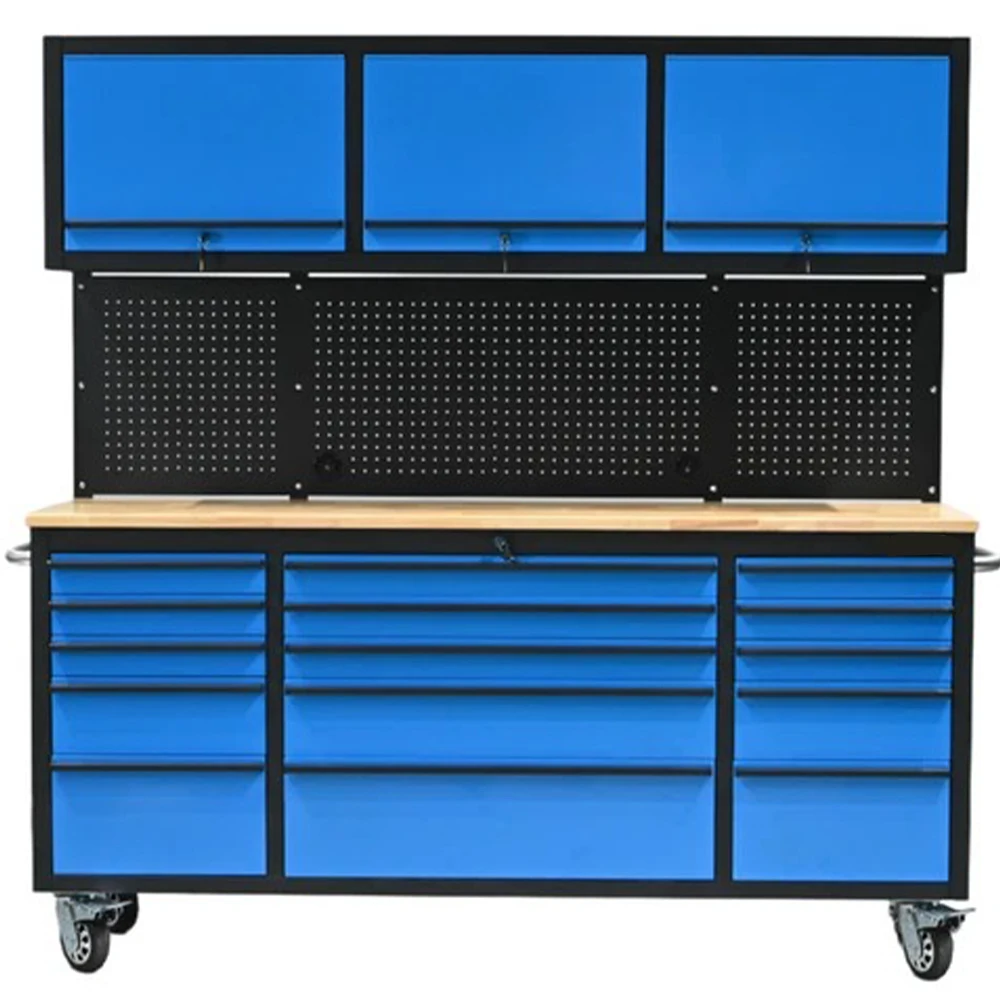 Blue Heavy Duty Mobile Workbench With 15 Drawers And 3 Doors Hanging Feature For Tool Storage Cabinets
Blue Heavy Duty Mobile Workbench With 15 Drawers And 3 Doors Hanging Feature For Tool Storage Cabinets