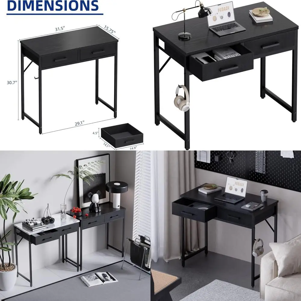 Компактный стол 32 Desk черного цвета для домашнего офиса, кабинета или спальни, идеально подходит для небольших помещений.
Компактный стол 32 Desk черного цвета для домашнего офиса, кабинета или спальни, идеально подходит для небольших помещений.