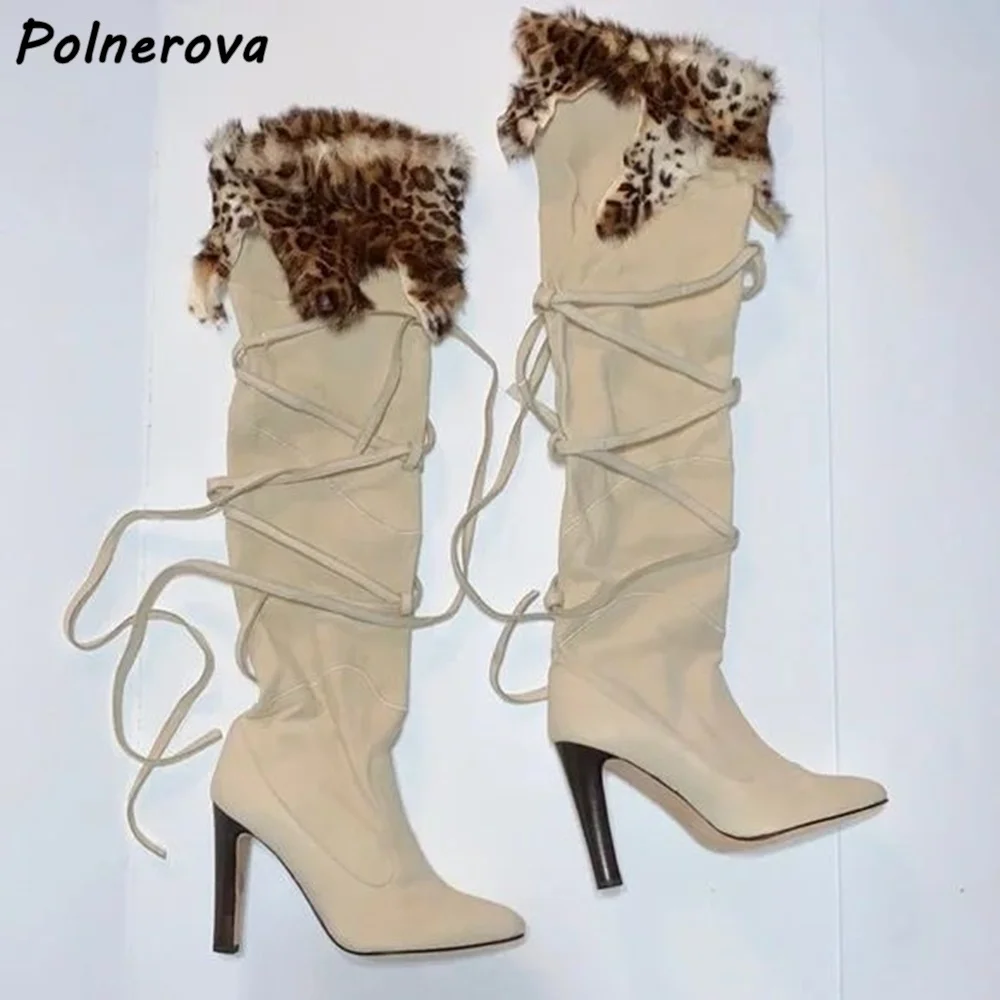 White Leopard Knee High Boots Soft Fur Thin Heels Cross Tied Winter Shoes 2025 Trendy Women's Minimalism Sexy Warm Long Boots
White Leopard Knee High Boots Soft Fur Thin Heels Cross Tied Winter Shoes 2025 Trendy Women's Minimalism Sexy Warm Long Boots