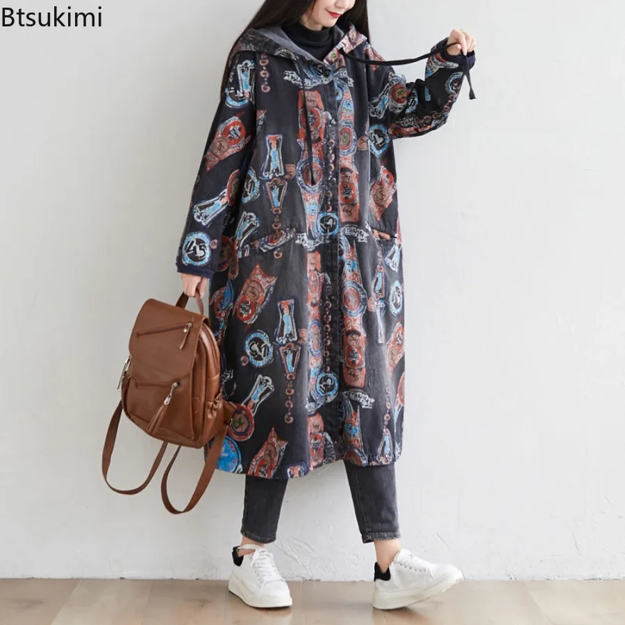 Autumn Vintage Printed Trench Coats Women's Long Sleeve Loose Big Size Hooded Jackets Ethnic Style Casual Denim Long Coats Femme
Autumn Vintage Printed Trench Coats Women's Long Sleeve Loose Big Size Hooded Jackets Ethnic Style Casual Denim Long Coats Femme