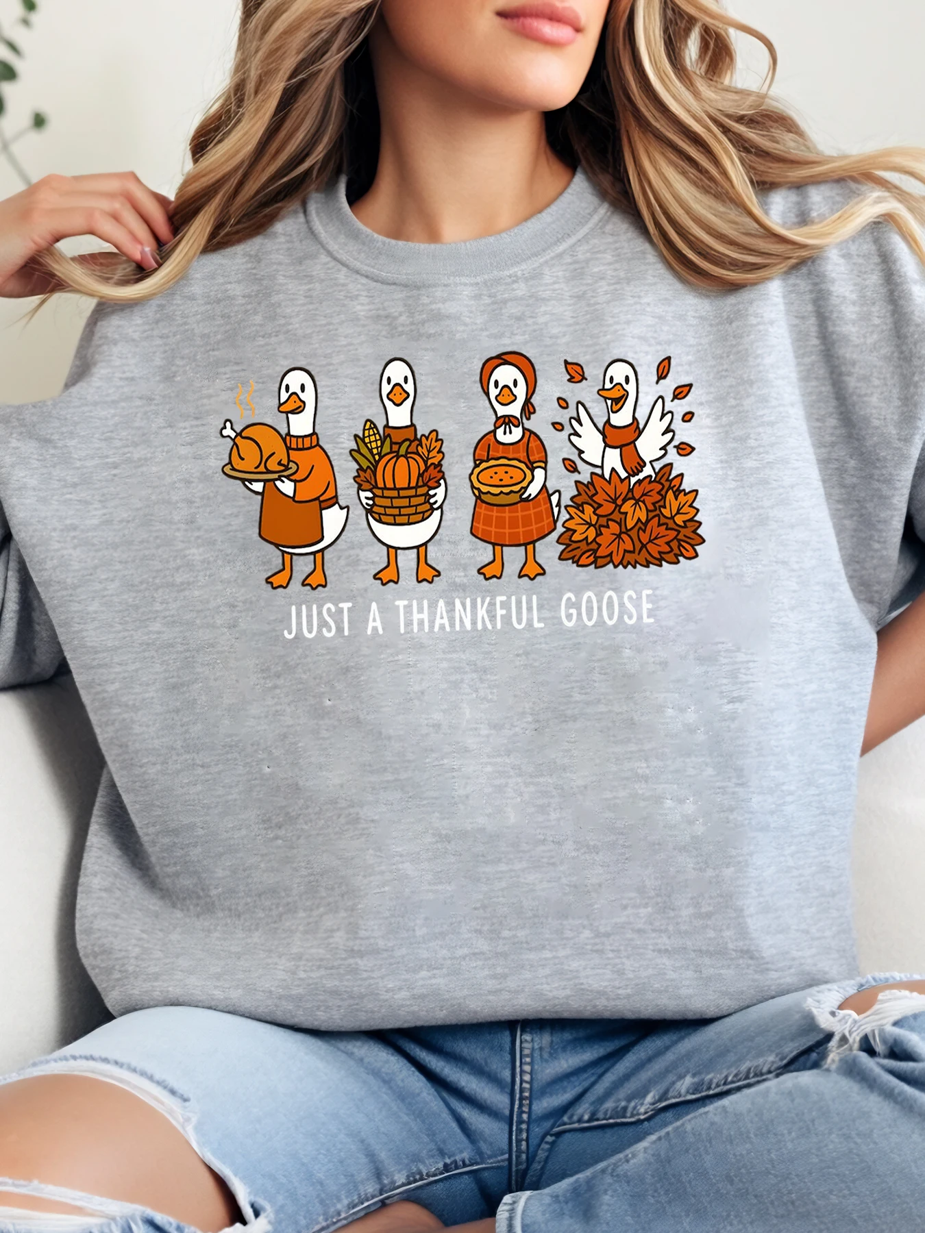 Толстовка с мультяшным принтом «Спасибо» на День Благодарения, женская повседневная осенняя праздничная одежда, серая, больших размеров
Толстовка с мультяшным принтом «Спасибо» на День Благодарения, женская повседневная осенняя праздничная одежда, серая, больших размеров