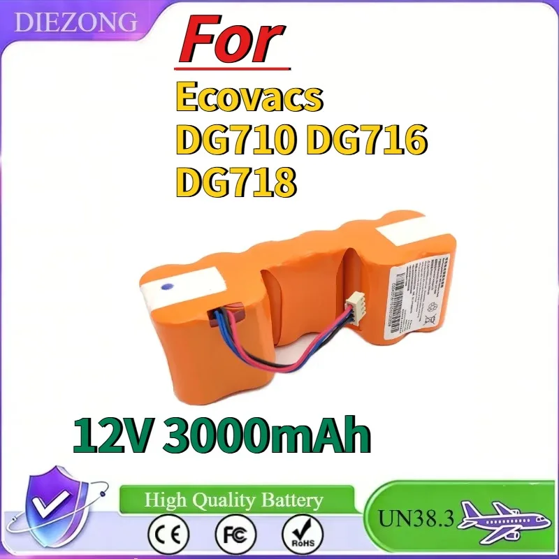 High-Quality 12V 3000mAh New Large Capacity Rechargeable NI-MH Battery For Ecovacs DG710 DG716 DG718 Robot Vacuum Cleaner
High-Quality 12V 3000mAh New Large Capacity Rechargeable NI-MH Battery For Ecovacs DG710 DG716 DG718 Robot Vacuum Cleaner