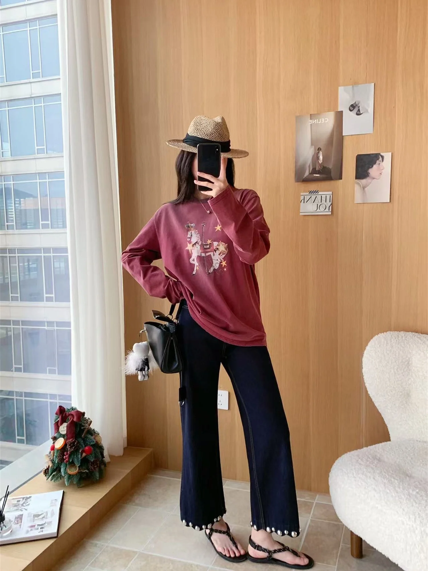 Dreamy Gradient Long Sleeve T-Shirt Star White Print Casual Loose Fit Cotton round Neck Top for Women
Dreamy Gradient Long Sleeve T-Shirt Star White Print Casual Loose Fit Cotton round Neck Top for Women