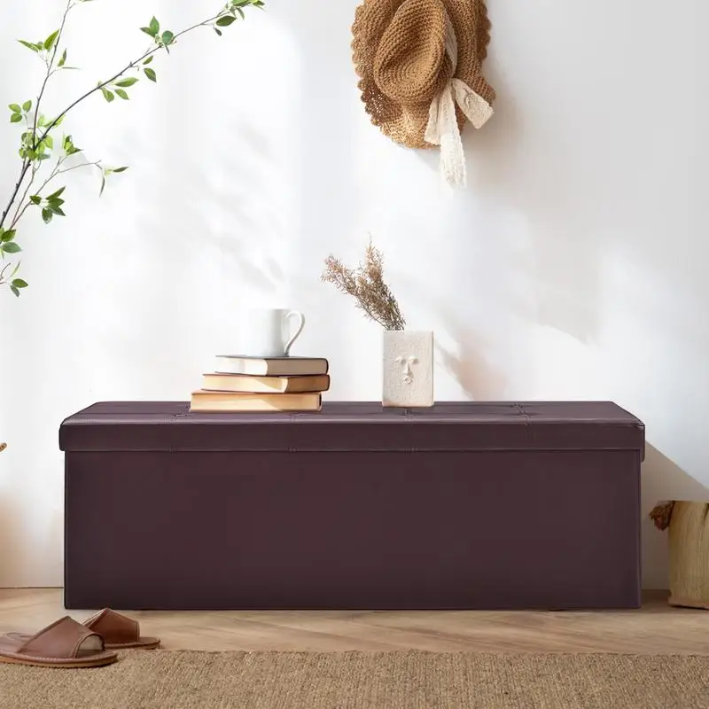 45 Inches Large Folding Ottoman Storage Seat - Brown
45 Inches Large Folding Ottoman Storage Seat - Brown