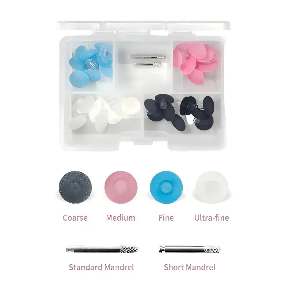40Pcs Teeth Polishing Discs for Dentist Use with 2 Mandrels Single-Sided Resin Finishing Sanding Wheels Dental Materials Kit
40Pcs Teeth Polishing Discs for Dentist Use with 2 Mandrels Single-Sided Resin Finishing Sanding Wheels Dental Materials Kit
