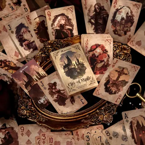 2 boxes/set Creative Retro Playing Cards Retro Castle Girl Blue Core Paper Material Strong and Durable Casual Game Tools