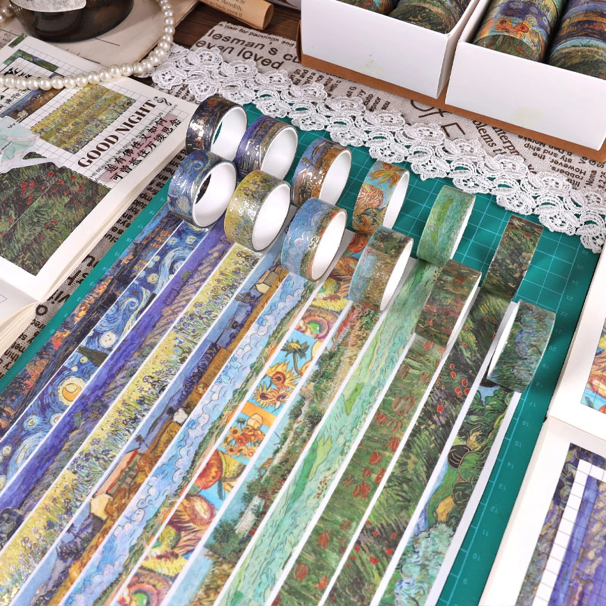 12 Rolls Vintage Van Gogh Oil Painting Washi Tape Set, 1.5cm×2m Gilded Decorative Tape for Art Journal Scrapbook Gift Supplies
12 Rolls Vintage Van Gogh Oil Painting Washi Tape Set, 1.5cm×2m Gilded Decorative Tape for Art Journal Scrapbook Gift Supplies