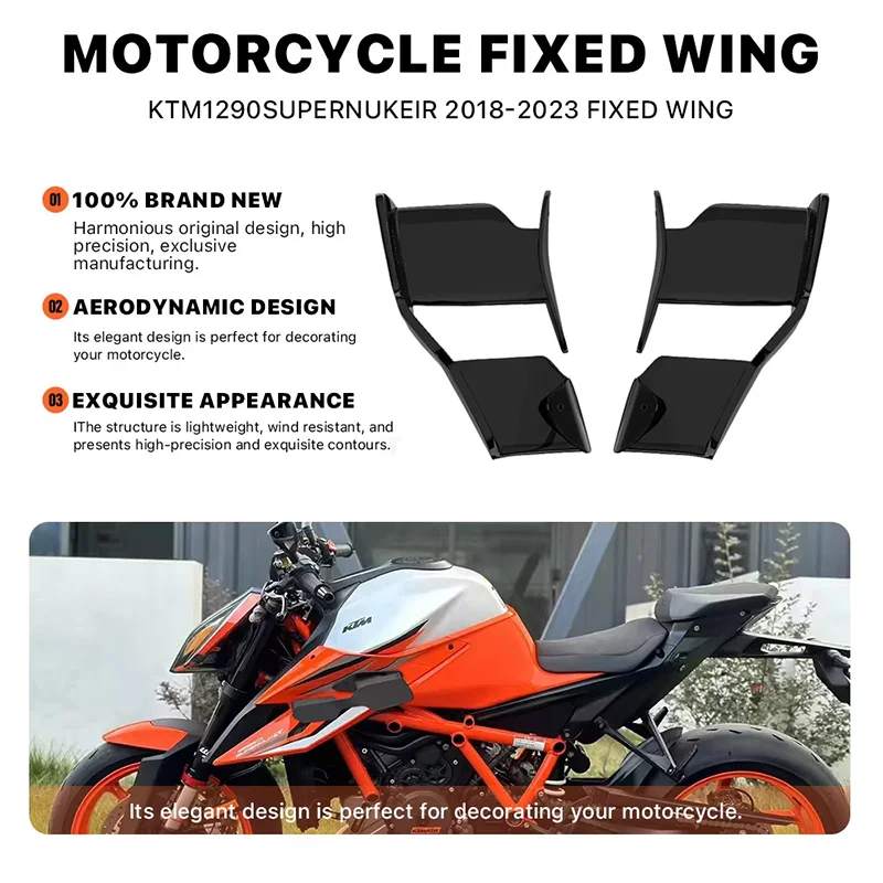 Suitable for KTM 1290 superduke R 2018-2023 Motorcycle Fixed Wing Spoiler Front Aerodynamic Winglet Windshield Wing Aileron 
Suitable for KTM 1290 superduke R 2018-2023 Motorcycle Fixed Wing Spoiler Front Aerodynamic Winglet Windshield Wing Aileron