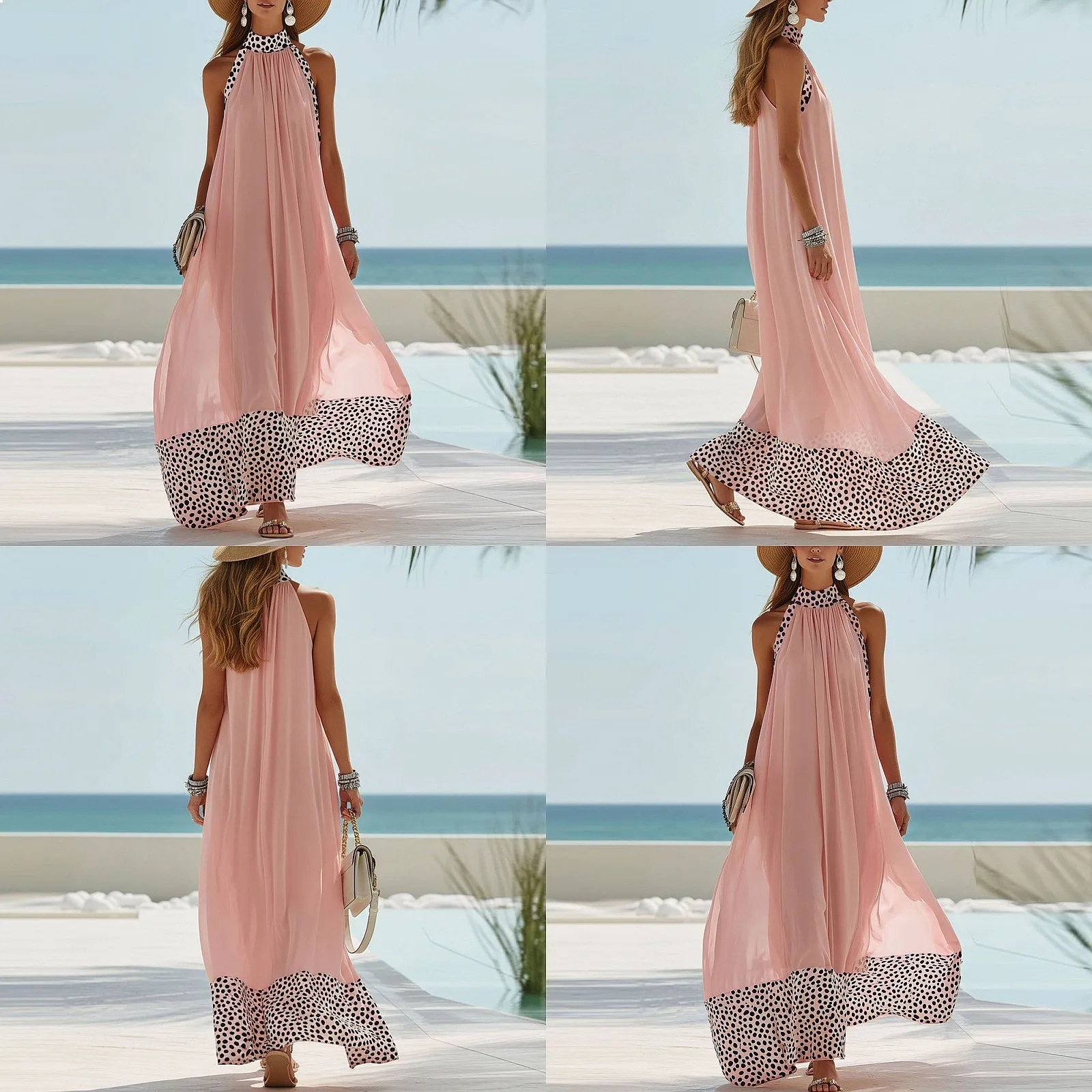 Summer Mesh Colorblock Halter Neck Maxi Dress Sleeveless Casual Dresses Spring Summer Long Dress
Summer Mesh Colorblock Halter Neck Maxi Dress Sleeveless Casual Dresses Spring Summer Long Dress
