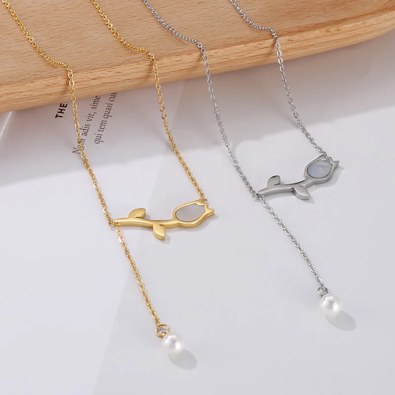 Elegant Stainless Steel Pendant Necklaces For Women French Flower Shell Imitation Pearl Dangle Clavicle Choker Femmes Jewelry
Elegant Stainless Steel Pendant Necklaces For Women French Flower Shell Imitation Pearl Dangle Clavicle Choker Femmes Jewelry