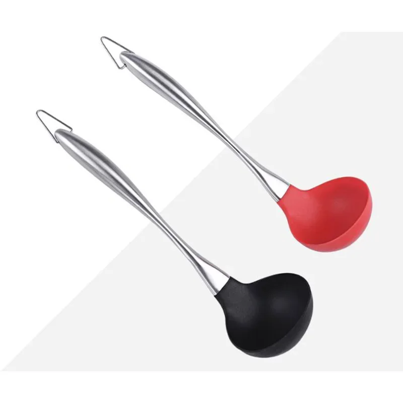 Ladle Silicone Soup Spoon Curved Metal Handle Unbreakable Big Non-stick Round Scoop for Dinner Creative Dining Tool Cookware
Ladle Silicone Soup Spoon Curved Metal Handle Unbreakable Big Non-stick Round Scoop for Dinner Creative Dining Tool Cookware