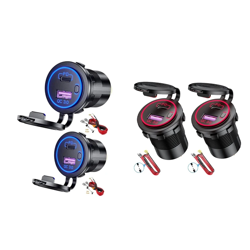2 Packs PD Type C USB Car Charger And QC 3.0 Quick Charger Power Outlet Socket With ON/Off Switch For Motorcycle
2 Packs PD Type C USB Car Charger And QC 3.0 Quick Charger Power Outlet Socket With ON/Off Switch For Motorcycle