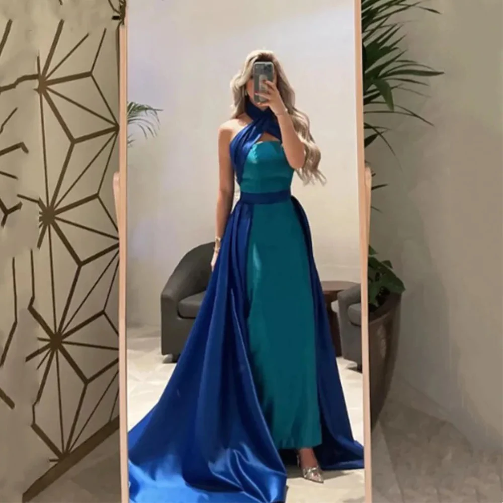 DRESS RORU Blue Evening Dress Halter Sleeveless Straight Ankle Length Customized Party Gowns with Sweep Train فستان سهرة نسائي
DRESS RORU Blue Evening Dress Halter Sleeveless Straight Ankle Length Customized Party Gowns with Sweep Train فستان سهرة نسائي