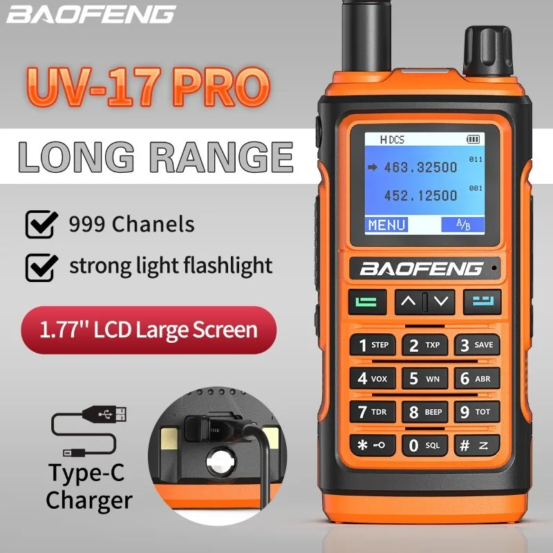 Baofeng UV-17pro Walkie-talkie UV Double-stage Type-C Direct ChargingCivilian Handset Self-driving Tour Radios Talkie Walkie
Baofeng UV-17pro Walkie-talkie UV Double-stage Type-C Direct ChargingCivilian Handset Self-driving Tour Radios Talkie Walkie