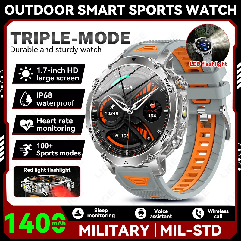 LIGE 2026 New Exercise 1400mAh Battery Smart Watch IP68 Waterproof Sport Tracker Outdoor Military Flashlight Call Smartwatch Men
LIGE 2026 New Exercise 1400mAh Battery Smart Watch IP68 Waterproof Sport Tracker Outdoor Military Flashlight Call Smartwatch Men