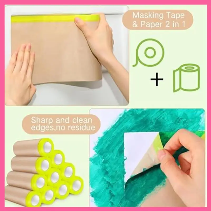 Pre-Applied Masking Paper For Painting, Paint Adhesive Protective Paper For Painting Car Body Protective Wall Covering Durable
Pre-Applied Masking Paper For Painting, Paint Adhesive Protective Paper For Painting Car Body Protective Wall Covering Durable