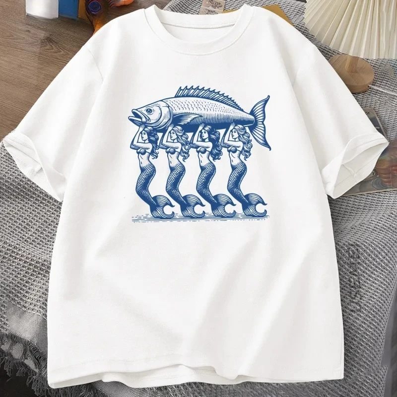 Американская летняя хлопковая футболка с принтом «Русалка», пляжная летняя каникулы, модная уличная женская индивидуальная футболка Y2k
Американская летняя хлопковая футболка с принтом «Русалка», пляжная летняя каникулы, модная уличная женская индивидуальная футболка Y2k