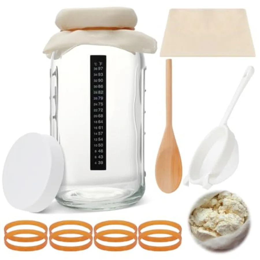8 Pcs Complete Kefir Starter Kit for Kombucha Fermenter Half Gallon 64oz Wide Mouth Mason Jar with Plastic Storage Lid Nylon Me
8 Pcs Complete Kefir Starter Kit for Kombucha Fermenter Half Gallon 64oz Wide Mouth Mason Jar with Plastic Storage Lid Nylon Me