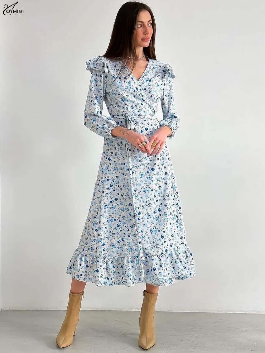 Oymimi Fashion Blue Print Womens Dresses Elegant V-Neck Three Quarter Sleeve Ruffled Dresses Casual Loose Lace-Up Ruffled Dress
Oymimi Fashion Blue Print Womens Dresses Elegant V-Neck Three Quarter Sleeve Ruffled Dresses Casual Loose Lace-Up Ruffled Dress