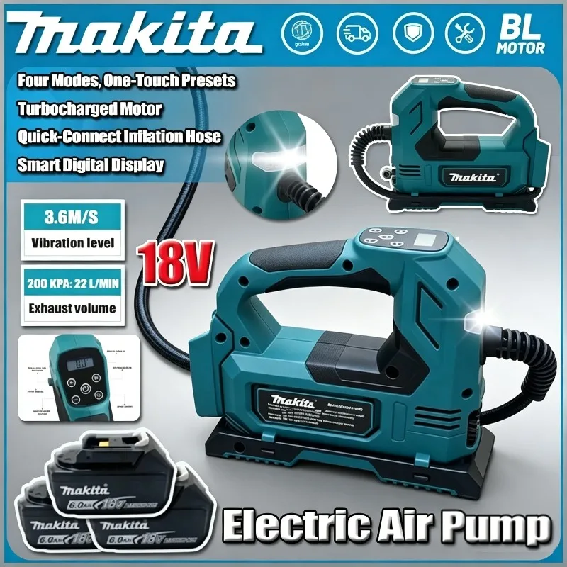 Makita 18V brushless Cordless air Pump Air Inflator: Portable Tyre Pump with Digital DisplayTool for Cars & Motorcycles
Makita 18V brushless Cordless air Pump Air Inflator: Portable Tyre Pump with Digital DisplayTool for Cars & Motorcycles