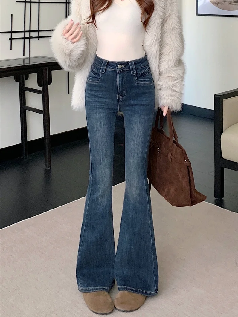 High Waist Flared Jeans Fleece Lined Thickened Hong Kong Style Women's Summer Long Pants Commute Style Winter Collection
High Waist Flared Jeans Fleece Lined Thickened Hong Kong Style Women's Summer Long Pants Commute Style Winter Collection