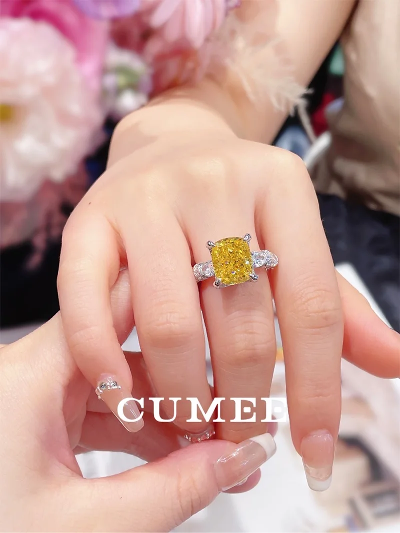 CUMEE brand design with ice cut full fire colored artificial yellow diamond ring. 925 silver gold-plated Promise Rings for Women 
CUMEE brand design with ice cut full fire colored artificial yellow diamond ring. 925 silver gold-plated Promise Rings for Women