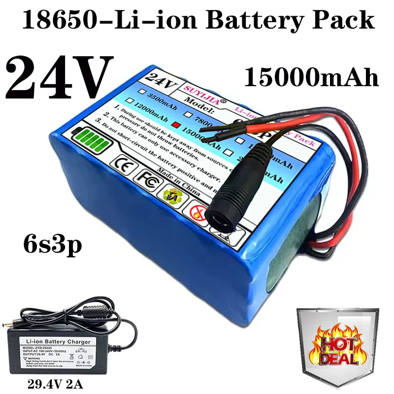 24V 15Ah 6S3P 18650 rechargeable lithium-ion battery 29.4V 15000mAh/lithium-ion battery + charger battery
24V 15Ah 6S3P 18650 rechargeable lithium-ion battery 29.4V 15000mAh/lithium-ion battery + charger battery