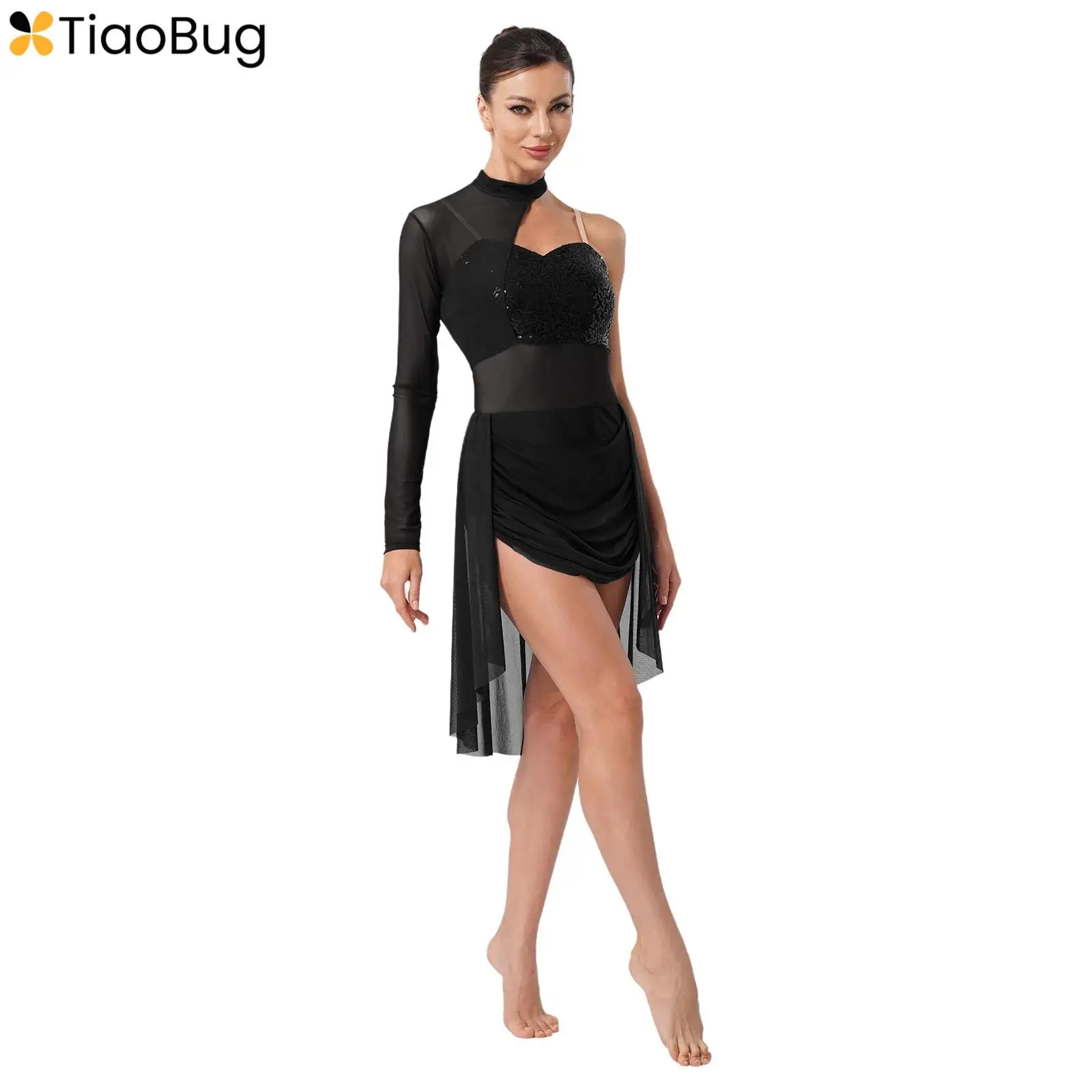 Womens Modern Lyrical Dance Dresses Adjustable Spaghetti Strap One Shoulder Sparkly Sequins See-through Mesh Skirted Leotard
Womens Modern Lyrical Dance Dresses Adjustable Spaghetti Strap One Shoulder Sparkly Sequins See-through Mesh Skirted Leotard