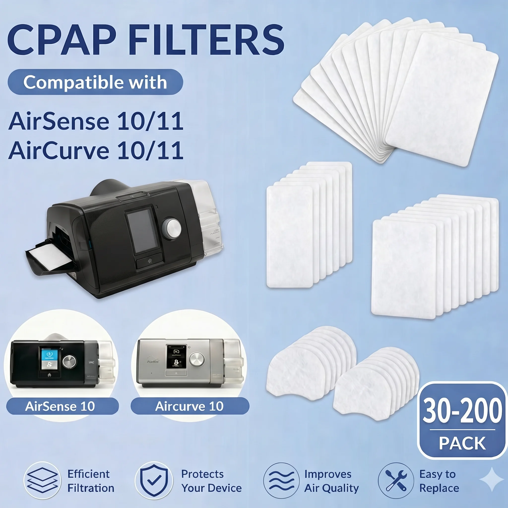 CPAP Filter Replacement, Filter Cotton Fit for S10/11/Airmini Series Devices Disposable Replacement Filter Ultra Fine Filters
CPAP Filter Replacement, Filter Cotton Fit for S10/11/Airmini Series Devices Disposable Replacement Filter Ultra Fine Filters