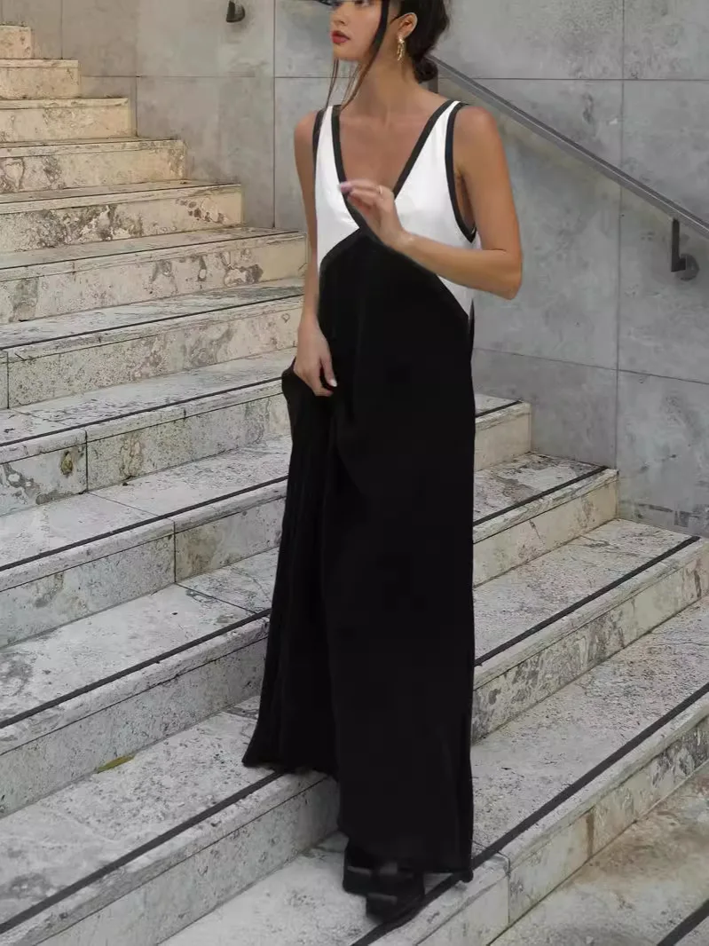 2025 New Patchwork V-Neck Strapless Maxi Dress Female Sleeveless Spring Slim Elegant Fashion Party Dress For Women Long Dress
2025 New Patchwork V-Neck Strapless Maxi Dress Female Sleeveless Spring Slim Elegant Fashion Party Dress For Women Long Dress
