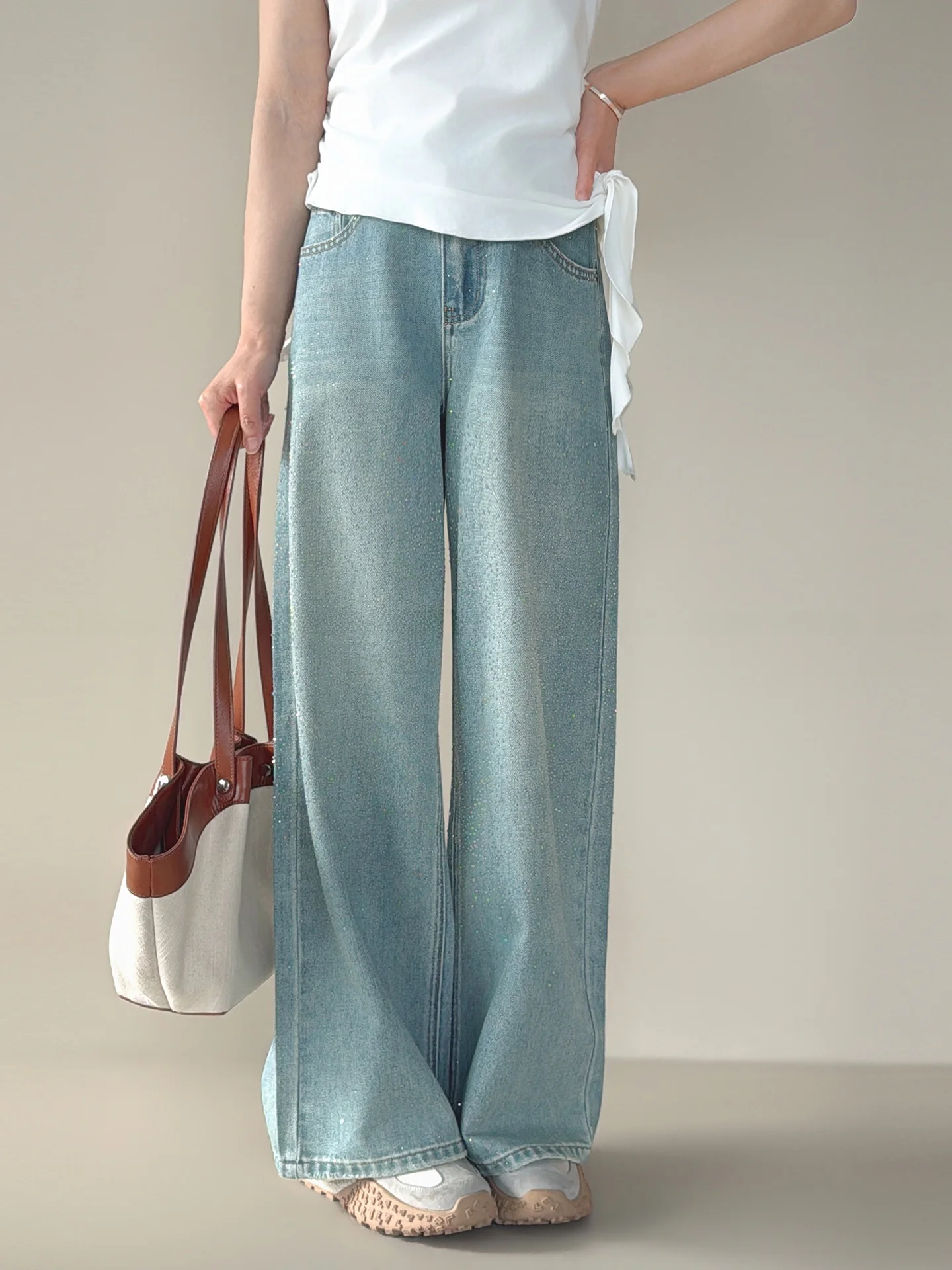 Slim Straight Jeans Women's Spring Summer Narrow Version Sparkling Rhinestone Denim Pants High Waist Commute Style Pure Color
Slim Straight Jeans Women's Spring Summer Narrow Version Sparkling Rhinestone Denim Pants High Waist Commute Style Pure Color
