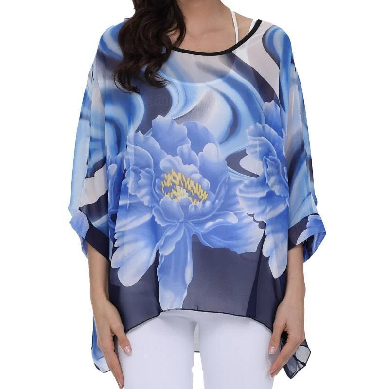 Fashionable Chiffon Shirt Printed Short-sleeved Bat Sleeve Pullover Casual Loose Top
Fashionable Chiffon Shirt Printed Short-sleeved Bat Sleeve Pullover Casual Loose Top