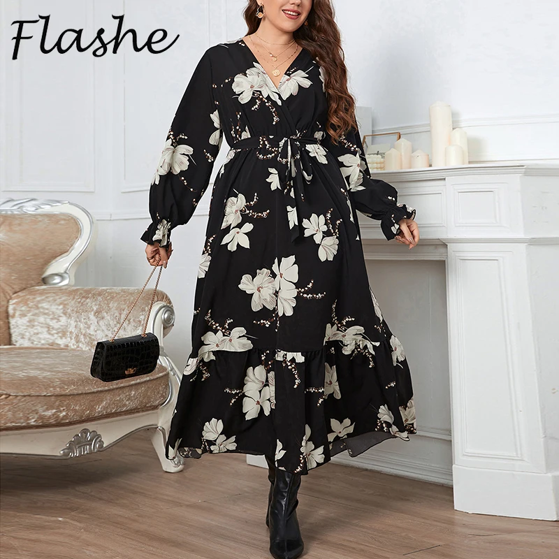 Elegant Maxi Dresses For Women V Neck Long Sleeve Flower Print Long Dress Women Autumn Winter Party Dress Plus Size
Elegant Maxi Dresses For Women V Neck Long Sleeve Flower Print Long Dress Women Autumn Winter Party Dress Plus Size