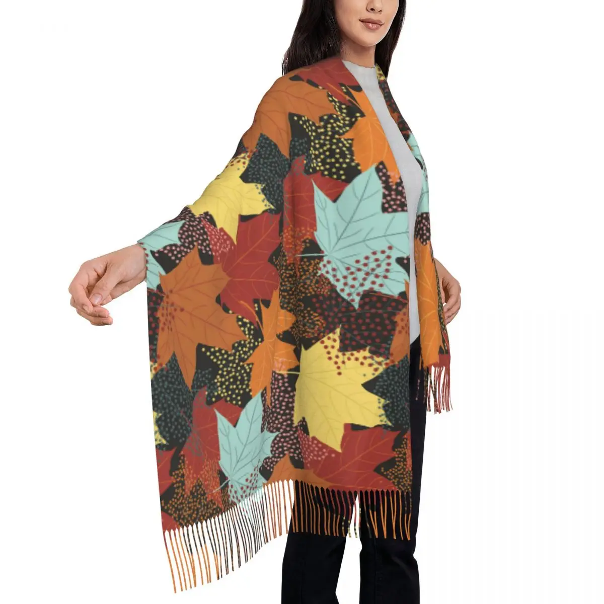 Maple Leaves Scarf with Tassel Thanksgiving Halloween Warm Soft Shawls Wrpas Women Headwear Scarves Autumn Popular Bufanda Mujer
Maple Leaves Scarf with Tassel Thanksgiving Halloween Warm Soft Shawls Wrpas Women Headwear Scarves Autumn Popular Bufanda Mujer
