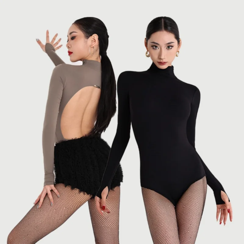 Latin dance performance costume women's backless long sleeved top+sexy black shorts set tango samba rumba practice outfit
Latin dance performance costume women's backless long sleeved top+sexy black shorts set tango samba rumba practice outfit