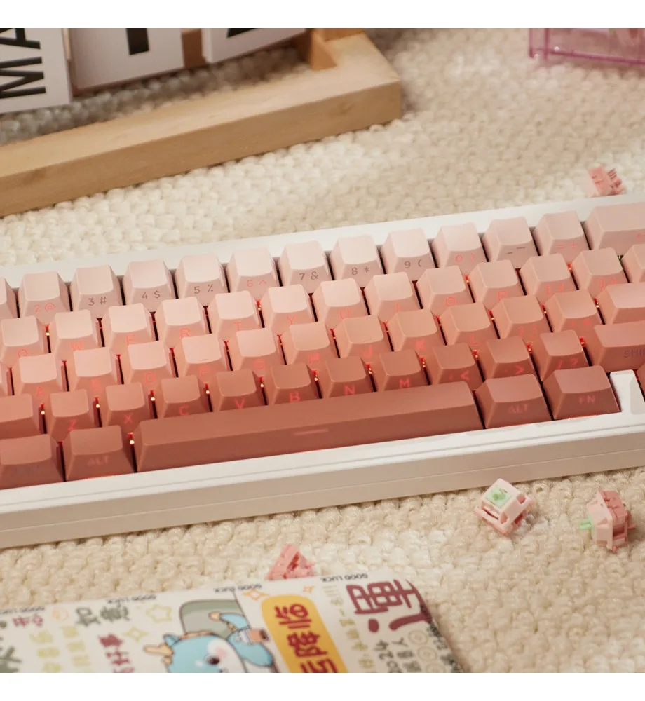 136 key PBT two-color dip-dyeing original factory suitable for Wooting and other wireless mechanical keyboard blush gradual
136 key PBT two-color dip-dyeing original factory suitable for Wooting and other wireless mechanical keyboard blush gradual