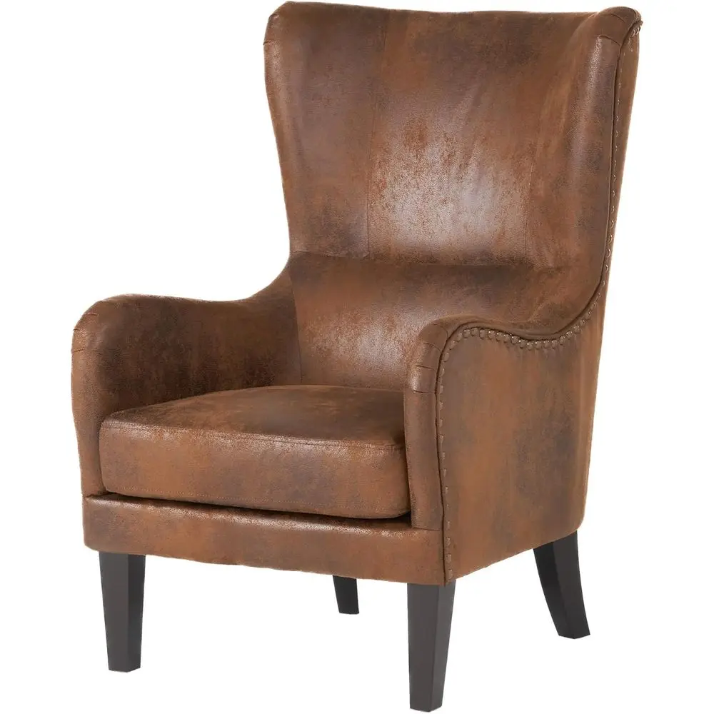 Стильное коричневое кресло с заклепками, 36D x 26.75W x 41.5H дюймов
Стильное коричневое кресло с заклепками, 36D x 26.75W x 41.5H дюймов