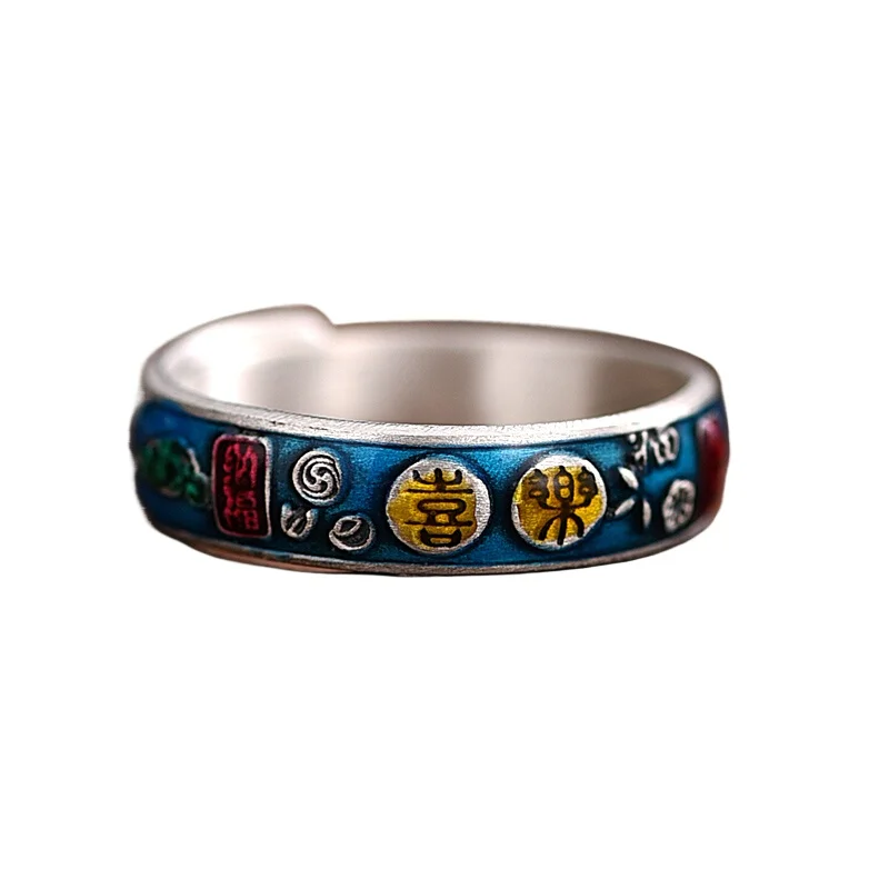 999 sterling silver enamel ring men's and women's retro ethnic style niche light luxury boys index finger ring
999 sterling silver enamel ring men's and women's retro ethnic style niche light luxury boys index finger ring